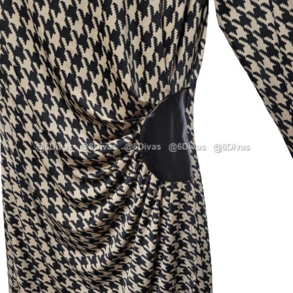 Beige Black Houndstooth Print Dress - Size 6 Size 8 Size 10 - NEW ! - Picture 3 of 9